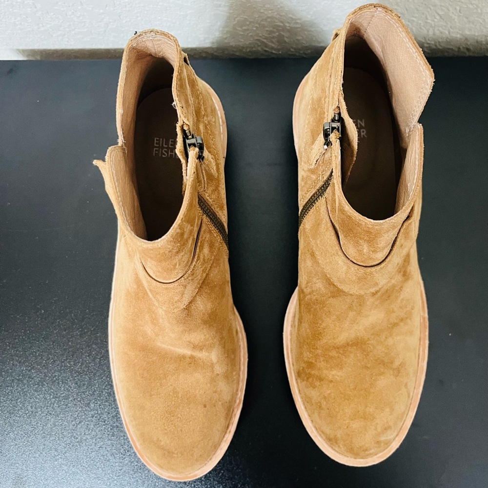 Eileen Fisher Brown Suede Ankle Booties,size 8 - Picture 6 of 7